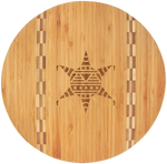 Round Bamboo Cutting Board with Butcher Block Inlay