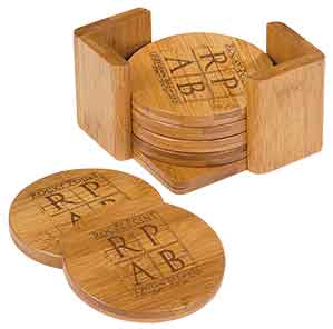 Bamboo 6 pieces square coaster wiht holder