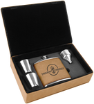 6 oz. Leatherette or Cork Flask Gift Box Set