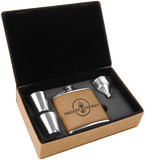 6 oz. Leatherette or Cork Flask Gift Box Set