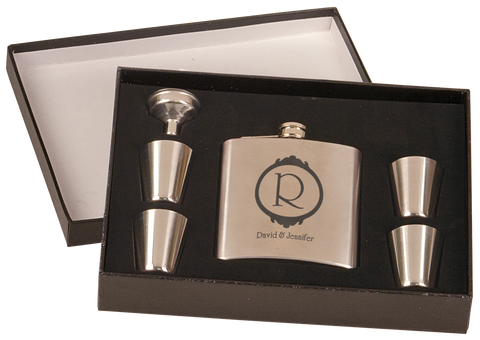 6 oz. Stainless Steel Flask Set  with Presentation Box