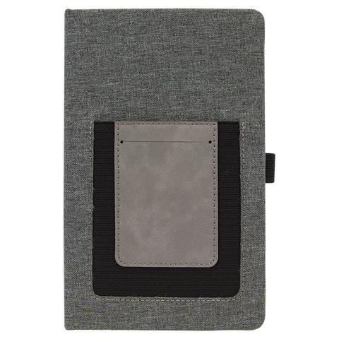 Canvas- Leatherette Journal with Cell/Card Slot