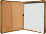 9 1/2" x 12" Light Brown w/ Zipper Laserable Leatherette Portfolio with Notepad