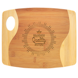 Bamboo Two Tone Cutting Board with Handle