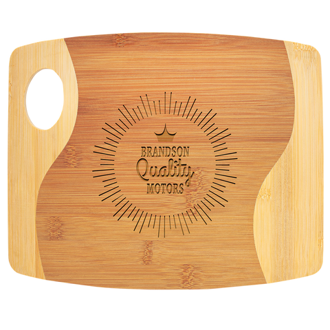 Bamboo Two Tone Cutting Board with Handle