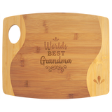 Bamboo Two Tone Cutting Board with Handle