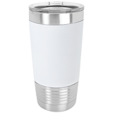 20 oz. Black/White  Tumbler with Silicone Grip and Clear Lid