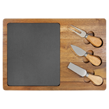 Acacia Wood/Slate Rectangle Cheese Set with  Tools