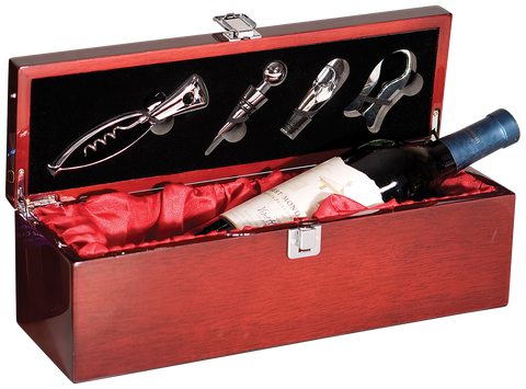 Rosewood Piano Finish (Red Lining) Single Wine Presentation Box with Tools