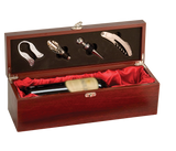 Rosewood Finish  (Red Lining) Single Wine  Presentation Box with Tools