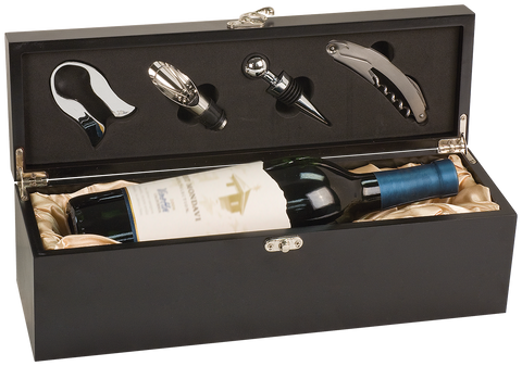 Matte Black Finish Single Wine Presentation Box with Tools