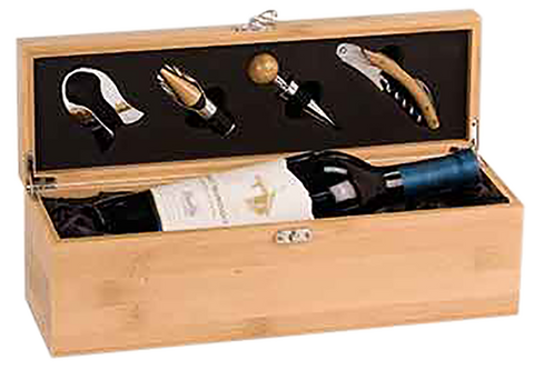 Solid Bamboo  Single Wine Presentation Box with Tools