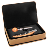 2-Piece Wine Tool Set Leatherette or Cork Wine Set