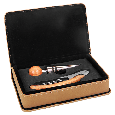 2-Piece Wine Tool Set Leatherette or Cork Wine Set