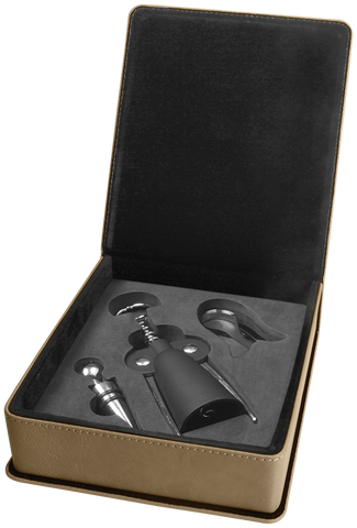 Leatherette  or Cork 3-Piece Wine Tool Set