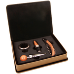 Leatherette  4-Piece Wine Tool Set.